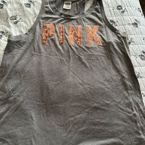 PINK Victoria's Secret Gray Tank with Orange Accents